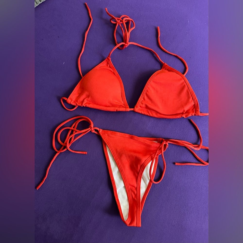 Women 2pcs sexy bikini swimsuit S/M/L Red Blue White Black Pink